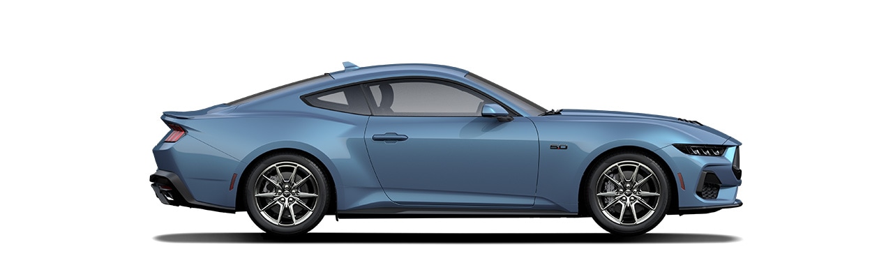 Espectacular Diseño del Vehículo Deportivo Ford Mustang 2024 en color Vapor Blue Metallic