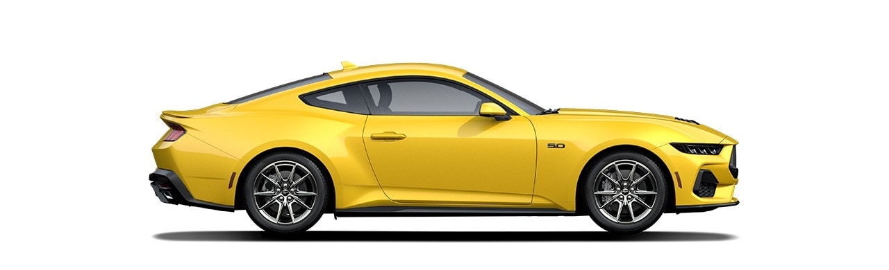 Espectacular Diseño del Vehículo Deportivo Ford Mustang 2024 color Yellow Splash Metallic Tri Coat