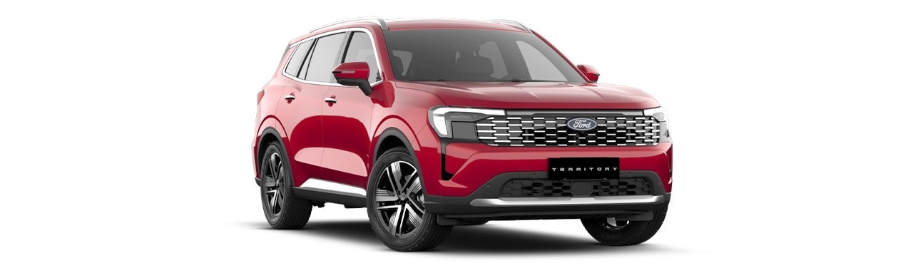 Ford Territory 2026 versión Ambiente, SUV en color Rojo Ruby Red en Centroamérica